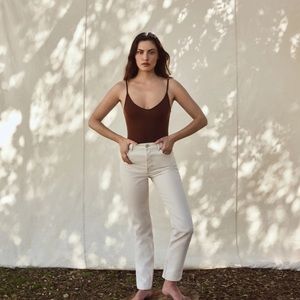 Reformation Cynthia High Rise Straight Jeans 29 white bone NWT